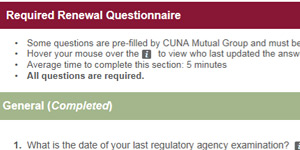Required Renewal Questionnaire screenshot